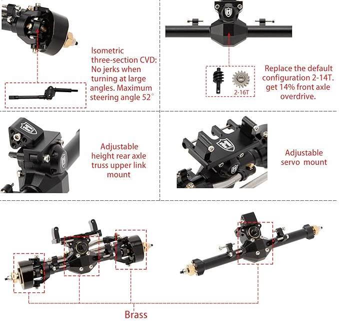 Meus Racing Isokinetic axles (V2) Black SCX24